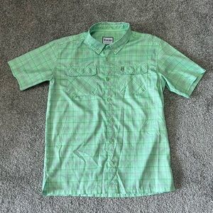 Heybo outdoors shirt boys large green gray short sleeve button up cowboy western